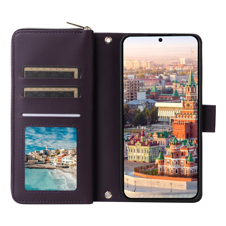 For Samsung Galaxy A24 Nine-card Slots Zipper Wallet Bag Leather Phone Case