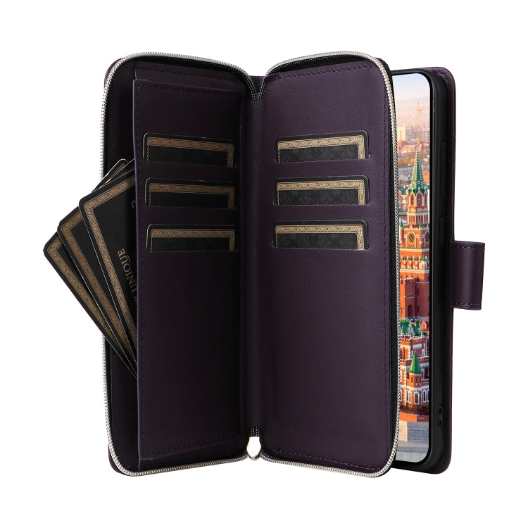 For Samsung Galaxy A24 Nine-card Slots Zipper Wallet Bag Leather Phone Case