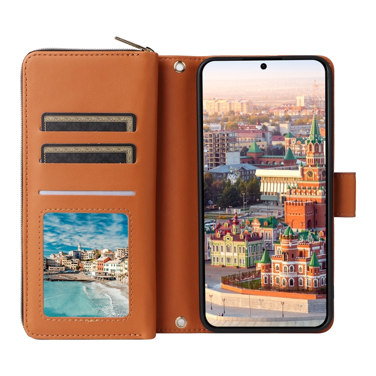 For Samsung Galaxy A24 Nine-card Slots Zipper Wallet Bag Leather Phone Case
