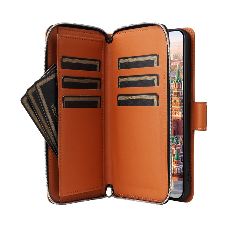 For Samsung Galaxy A24 Nine-card Slots Zipper Wallet Bag Leather Phone Case