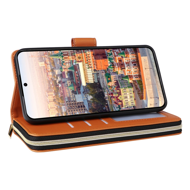 For Samsung Galaxy A24 Nine-card Slots Zipper Wallet Bag Leather Phone Case