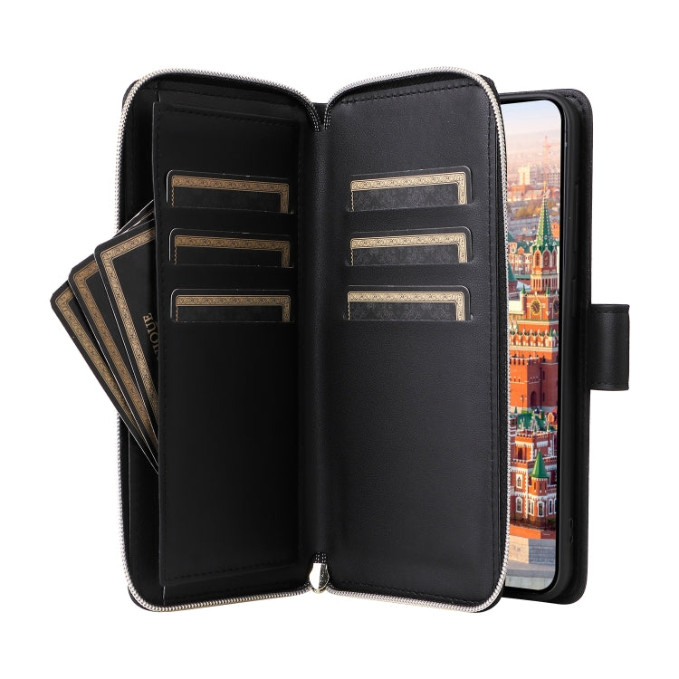 For Samsung Galaxy A24 Nine-card Slots Zipper Wallet Bag Leather Phone Case
