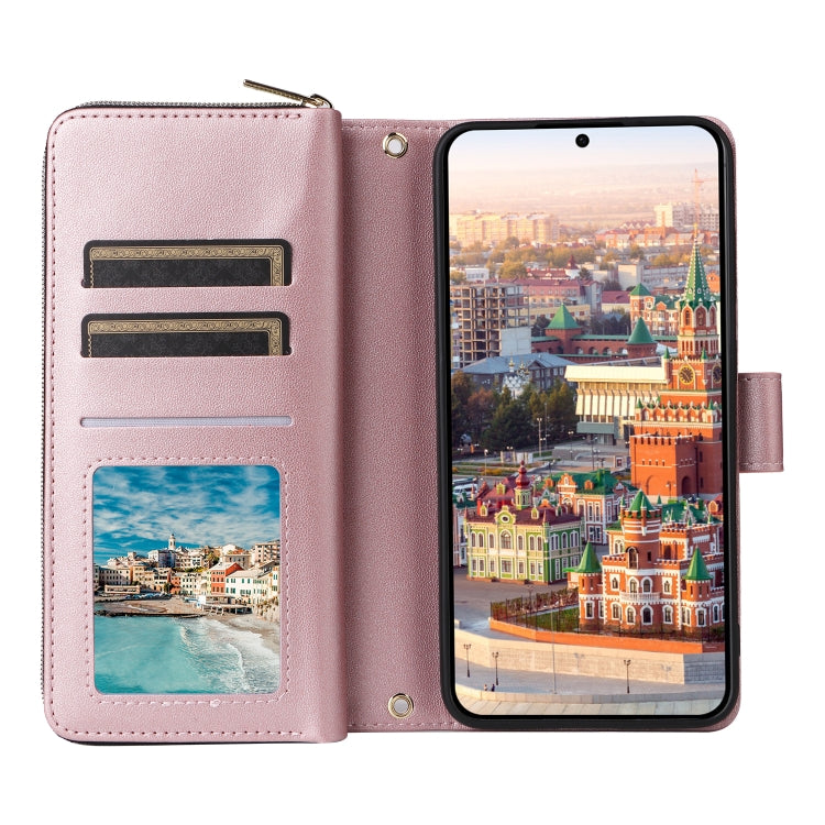 For Samsung Galaxy A24 Nine-card Slots Zipper Wallet Bag Leather Phone Case