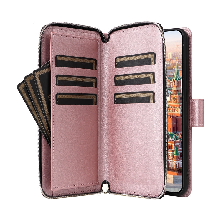 For Samsung Galaxy A24 Nine-card Slots Zipper Wallet Bag Leather Phone Case