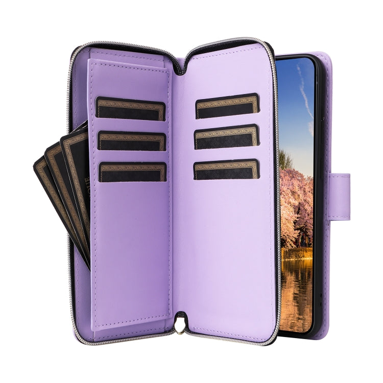 For Samsung Galaxy A25 Nine-card Slots Zipper Wallet Bag Leather Phone Case