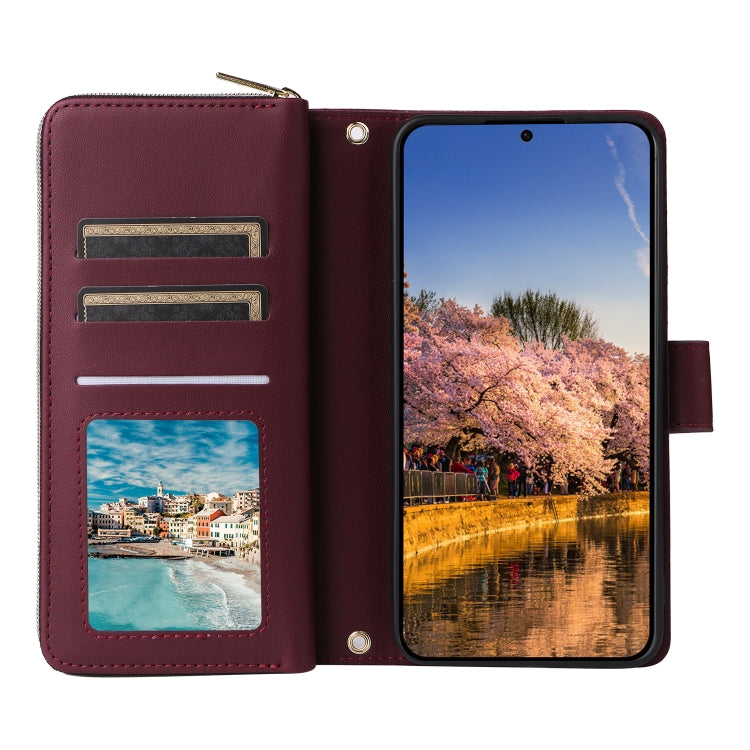 For Samsung Galaxy A25 Nine-card Slots Zipper Wallet Bag Leather Phone Case