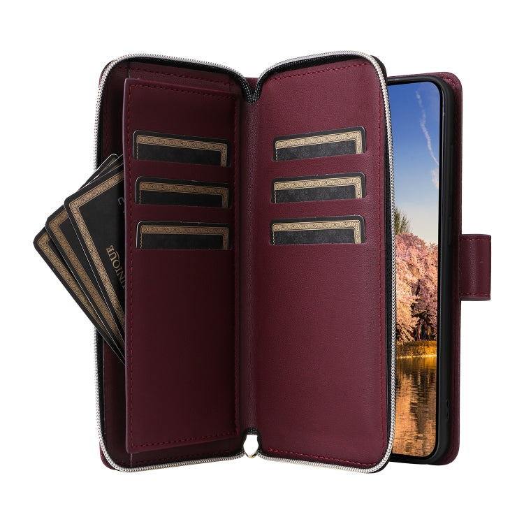 For Samsung Galaxy A25 Nine-card Slots Zipper Wallet Bag Leather Phone Case