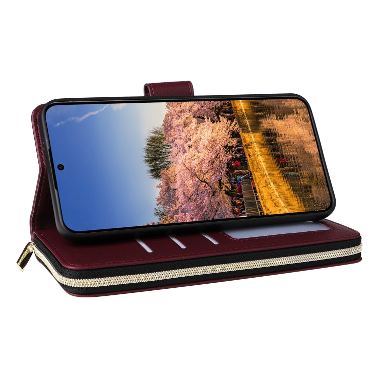 For Samsung Galaxy A25 Nine-card Slots Zipper Wallet Bag Leather Phone Case