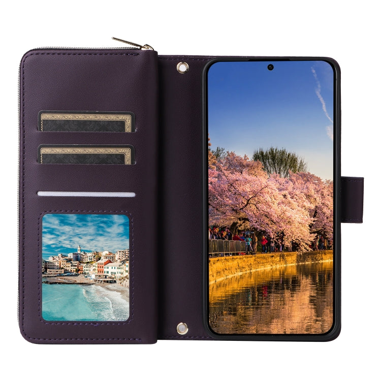 For Samsung Galaxy A25 Nine-card Slots Zipper Wallet Bag Leather Phone Case
