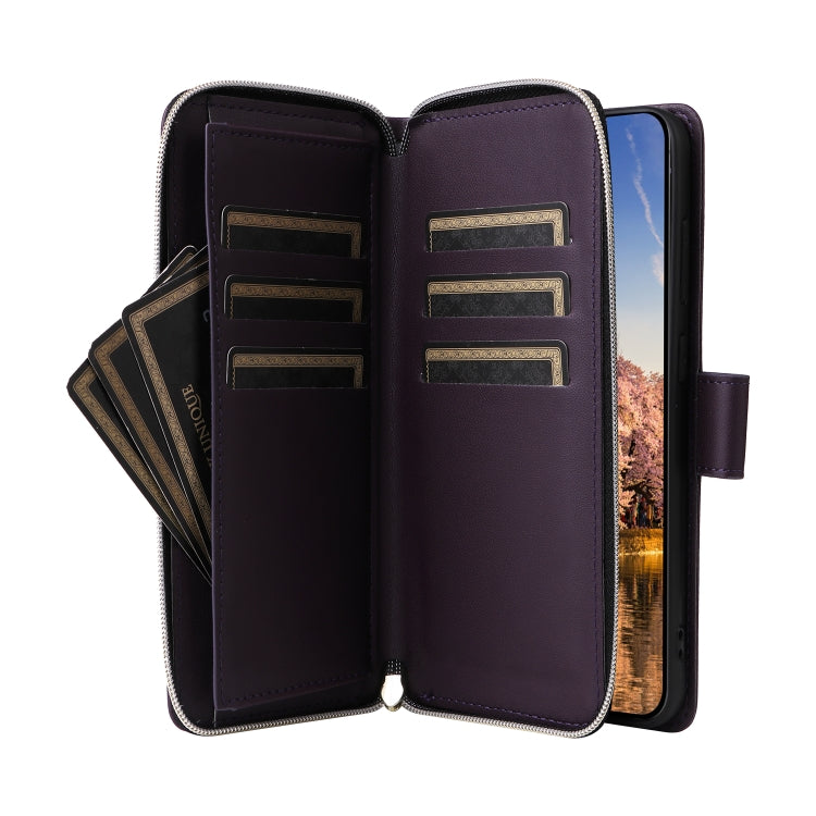 For Samsung Galaxy A25 Nine-card Slots Zipper Wallet Bag Leather Phone Case