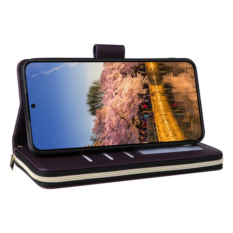 For Samsung Galaxy A25 Nine-card Slots Zipper Wallet Bag Leather Phone Case