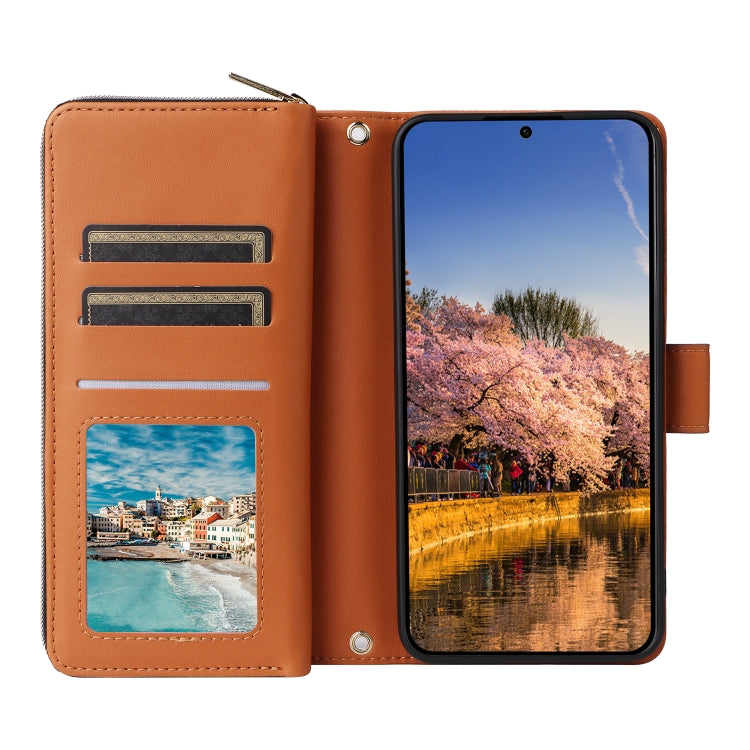 For Samsung Galaxy A25 Nine-card Slots Zipper Wallet Bag Leather Phone Case