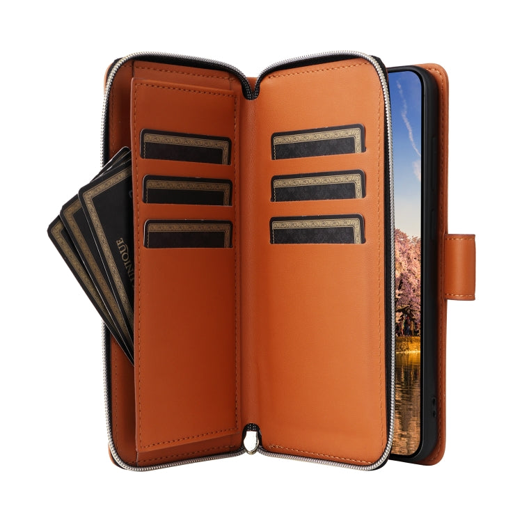 For Samsung Galaxy A25 Nine-card Slots Zipper Wallet Bag Leather Phone Case