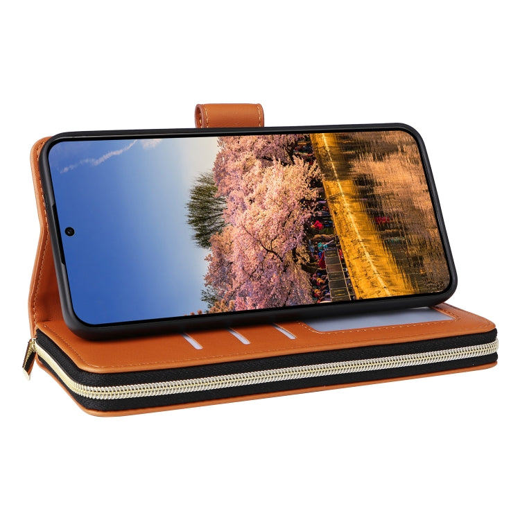 For Samsung Galaxy A25 Nine-card Slots Zipper Wallet Bag Leather Phone Case
