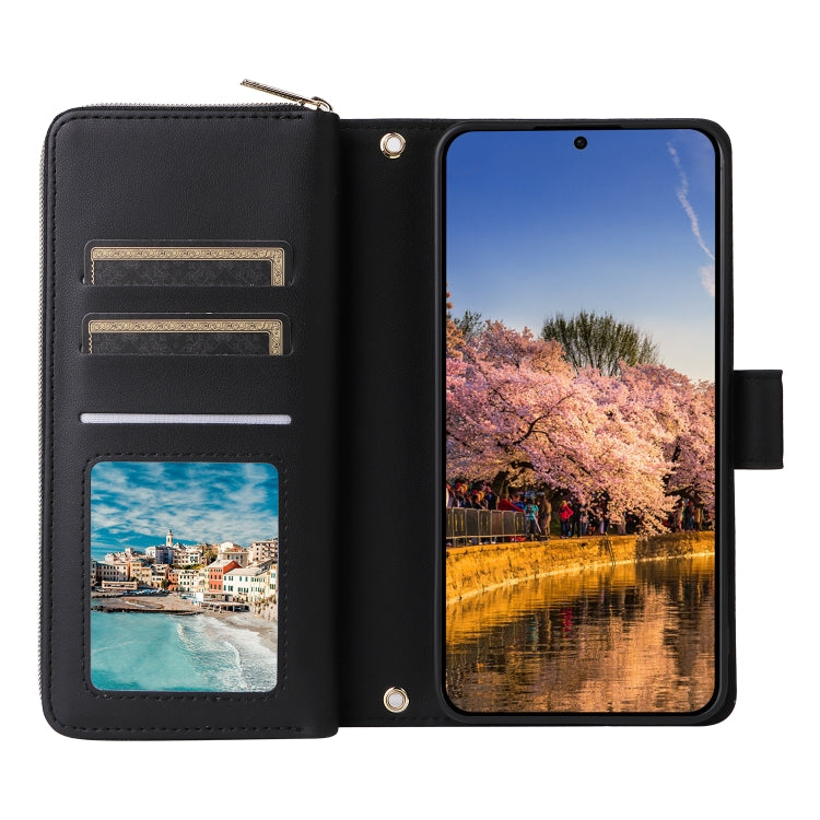 For Samsung Galaxy A25 Nine-card Slots Zipper Wallet Bag Leather Phone Case