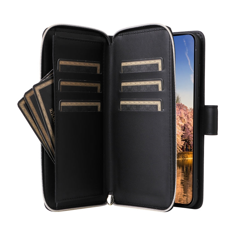 For Samsung Galaxy A25 Nine-card Slots Zipper Wallet Bag Leather Phone Case