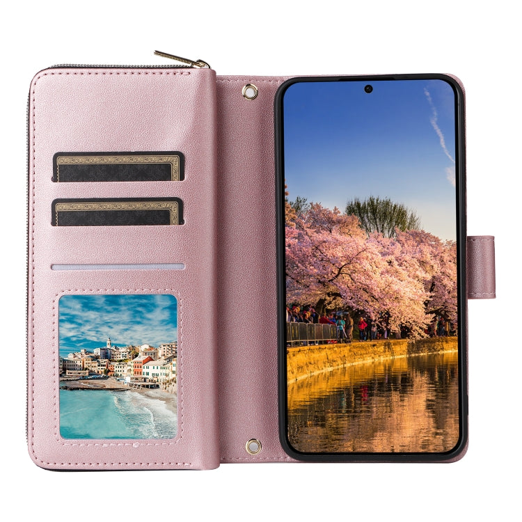 For Samsung Galaxy A25 Nine-card Slots Zipper Wallet Bag Leather Phone Case