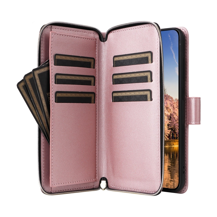 For Samsung Galaxy A25 Nine-card Slots Zipper Wallet Bag Leather Phone Case