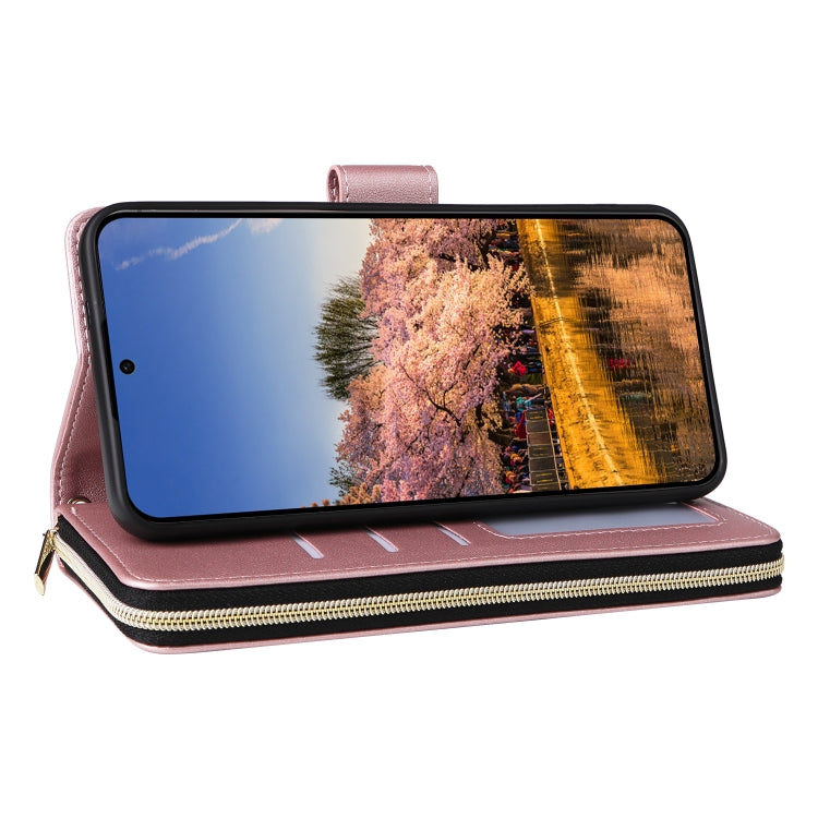 For Samsung Galaxy A25 Nine-card Slots Zipper Wallet Bag Leather Phone Case