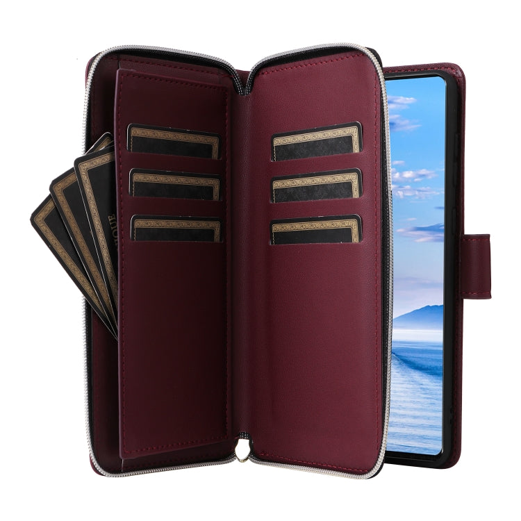 For Samsung Galaxy A33 5G Nine-card Slots Zipper Wallet Bag Leather Phone Case