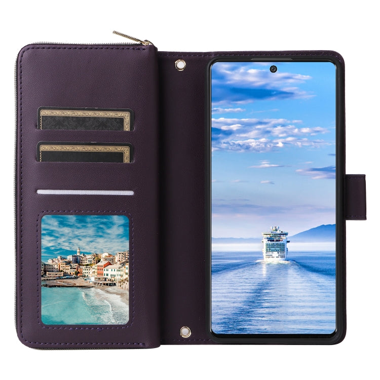 For Samsung Galaxy A33 5G Nine-card Slots Zipper Wallet Bag Leather Phone Case