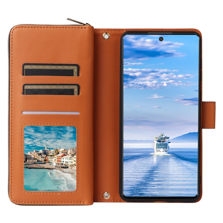 For Samsung Galaxy A33 5G Nine-card Slots Zipper Wallet Bag Leather Phone Case