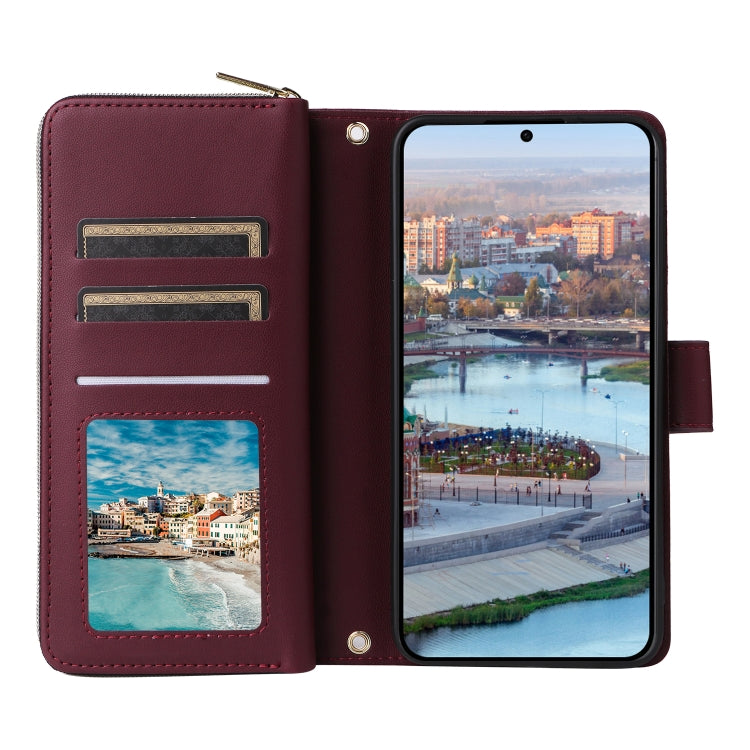 For Samsung Galaxy A34 Nine-card Slots Zipper Wallet Bag Leather Phone Case