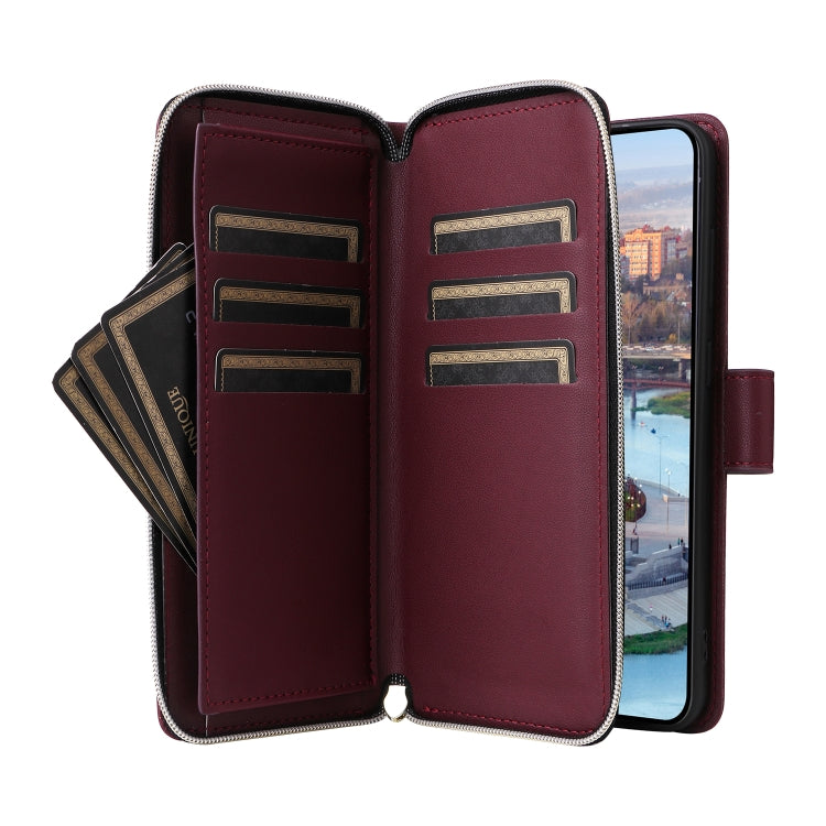 For Samsung Galaxy A34 Nine-card Slots Zipper Wallet Bag Leather Phone Case