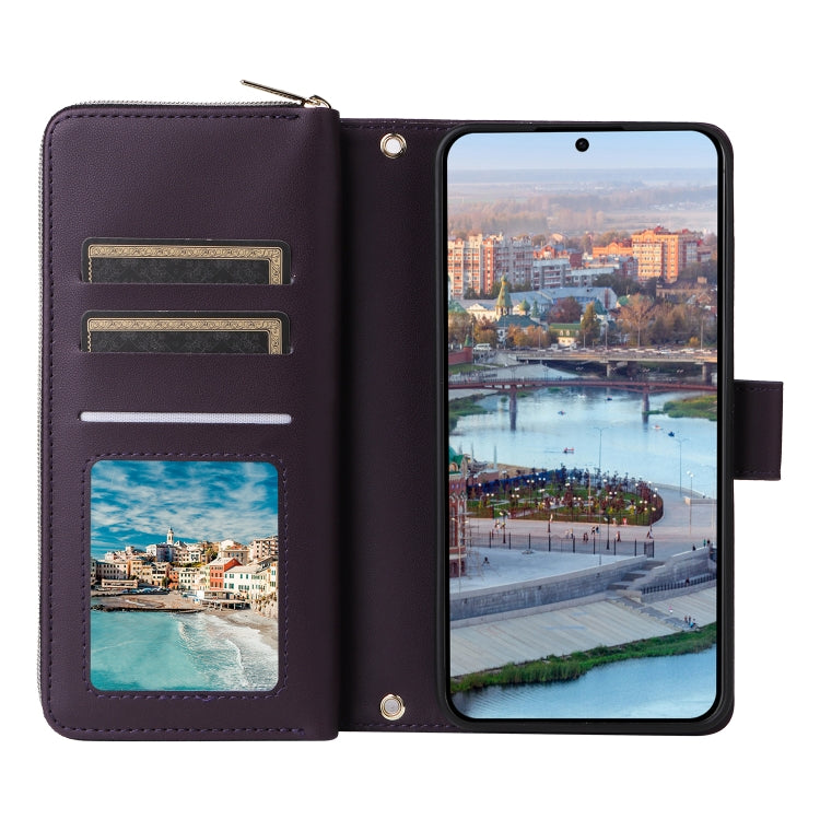 For Samsung Galaxy A34 Nine-card Slots Zipper Wallet Bag Leather Phone Case