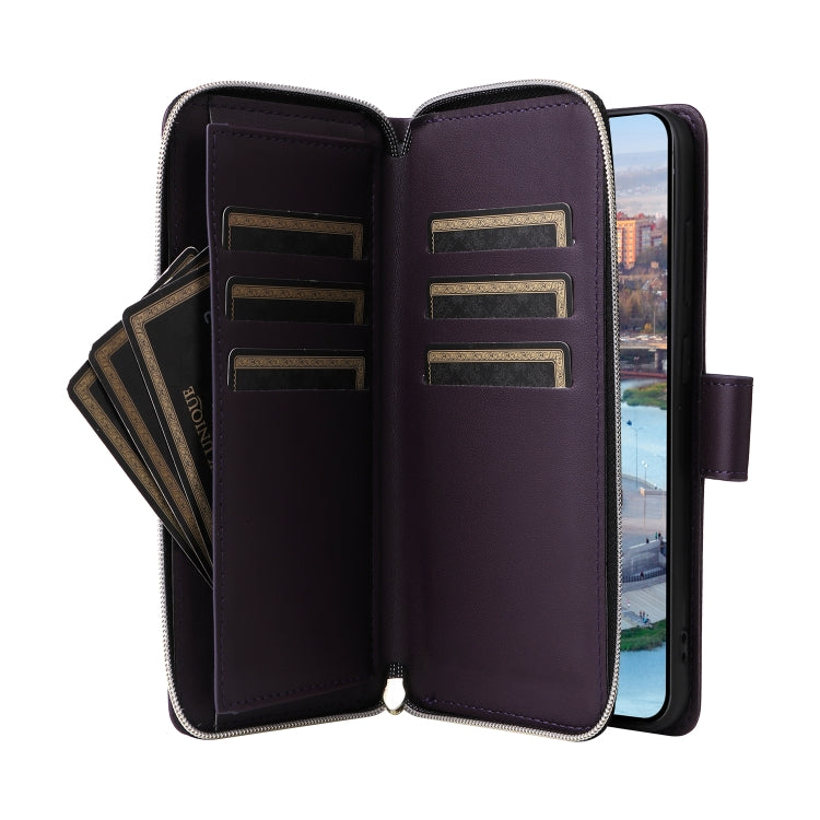 For Samsung Galaxy A34 Nine-card Slots Zipper Wallet Bag Leather Phone Case