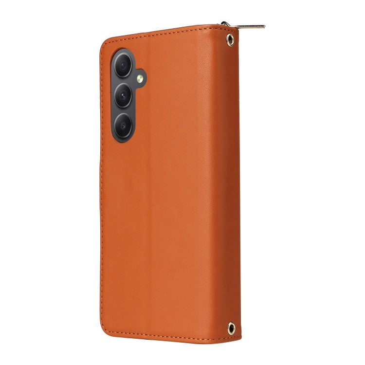 For Samsung Galaxy A34 Nine-card Slots Zipper Wallet Bag Leather Phone Case