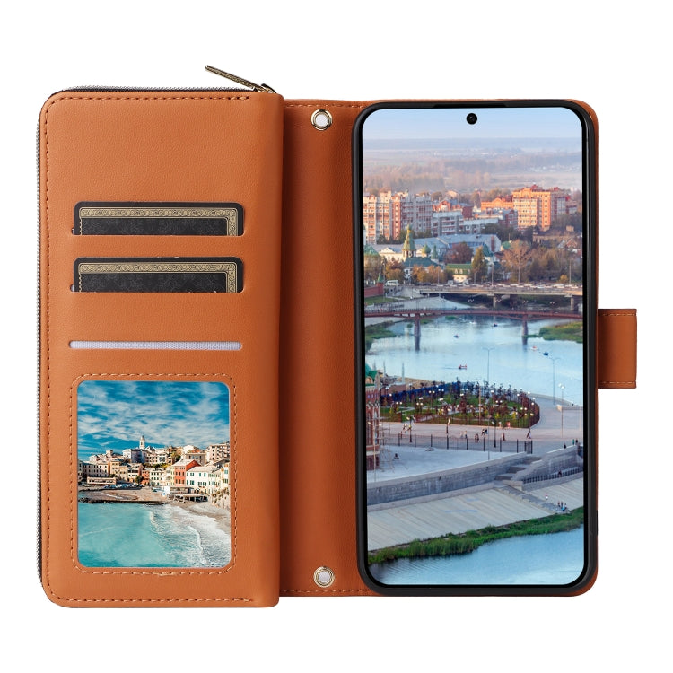For Samsung Galaxy A34 Nine-card Slots Zipper Wallet Bag Leather Phone Case