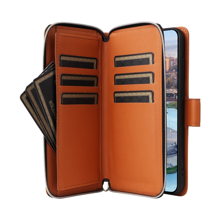 For Samsung Galaxy A34 Nine-card Slots Zipper Wallet Bag Leather Phone Case