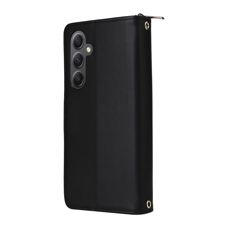 For Samsung Galaxy A34 Nine-card Slots Zipper Wallet Bag Leather Phone Case
