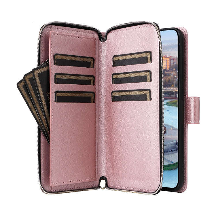 For Samsung Galaxy A34 Nine-card Slots Zipper Wallet Bag Leather Phone Case