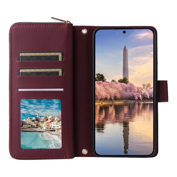 For Samsung Galaxy A35 Nine-card Slots Zipper Wallet Bag Leather Phone Case