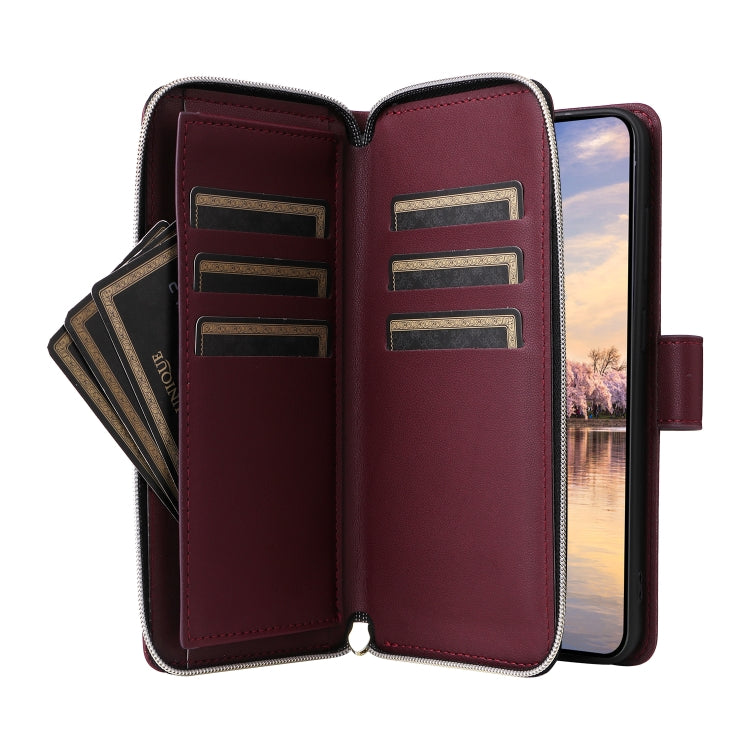 For Samsung Galaxy A35 Nine-card Slots Zipper Wallet Bag Leather Phone Case