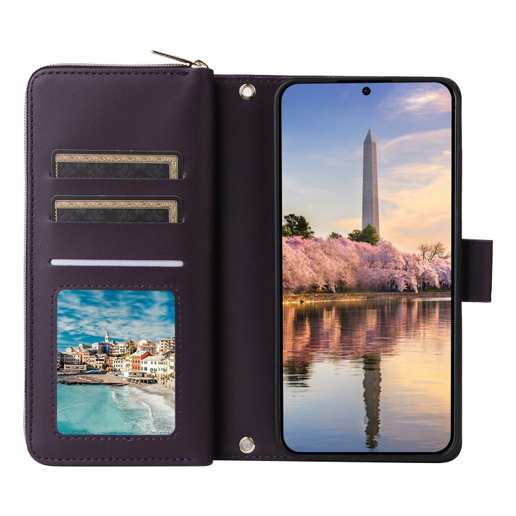 For Samsung Galaxy A35 Nine-card Slots Zipper Wallet Bag Leather Phone Case