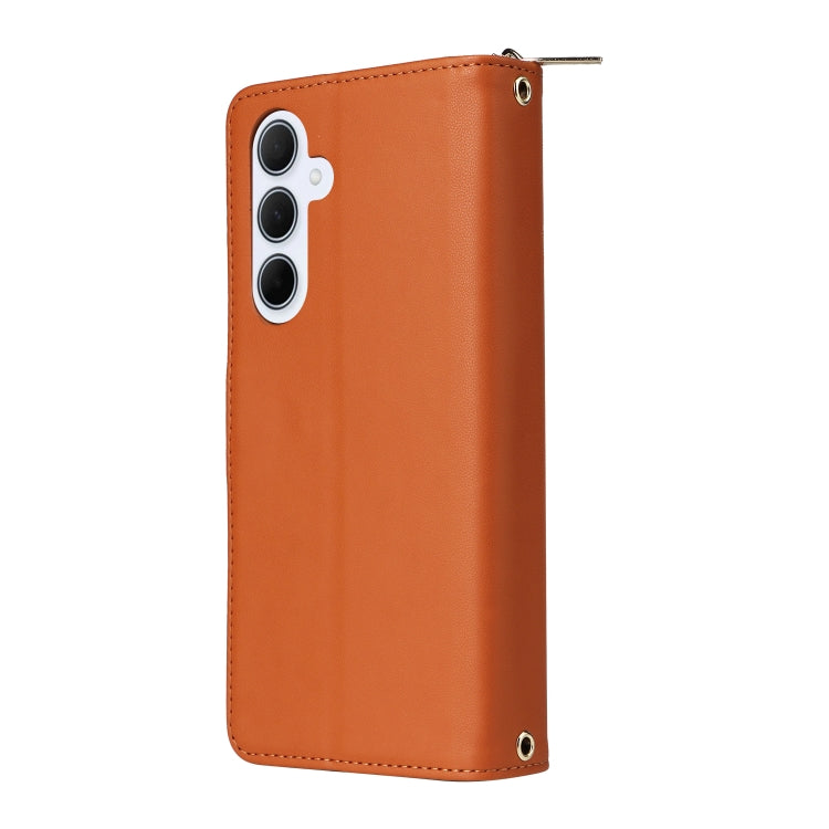 For Samsung Galaxy A35 Nine-card Slots Zipper Wallet Bag Leather Phone Case