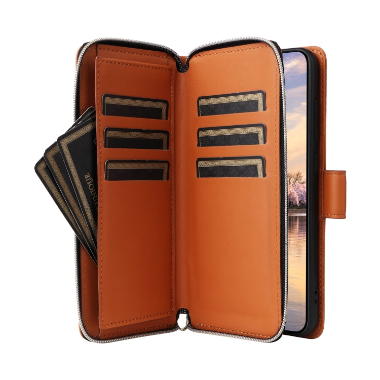 For Samsung Galaxy A35 Nine-card Slots Zipper Wallet Bag Leather Phone Case