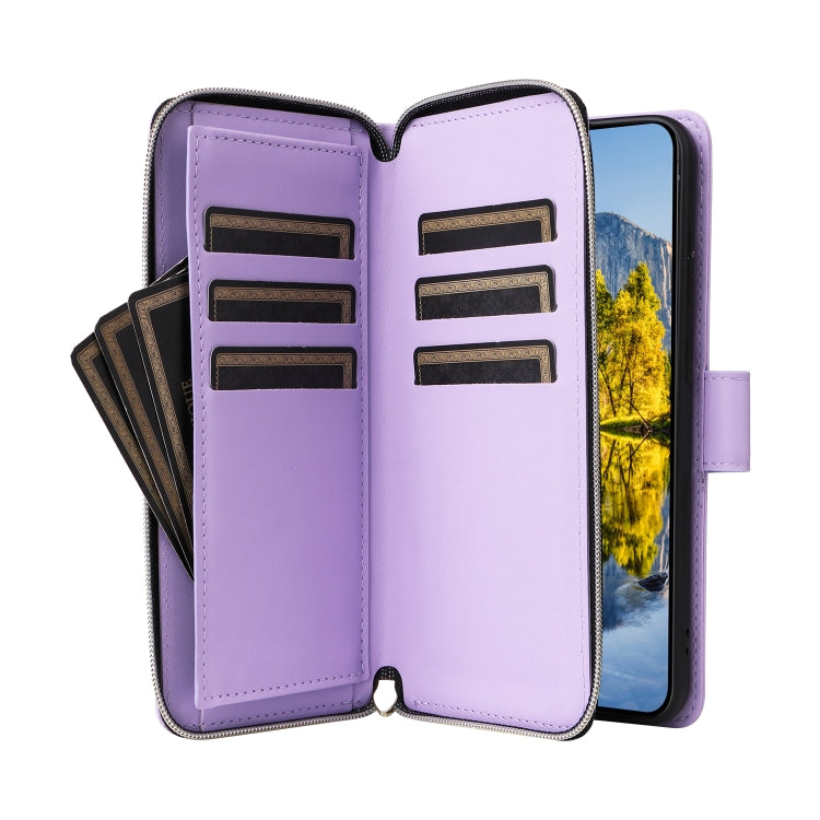 For Samsung Galaxy A54 Nine-card Slots Zipper Wallet Bag Leather Phone Case
