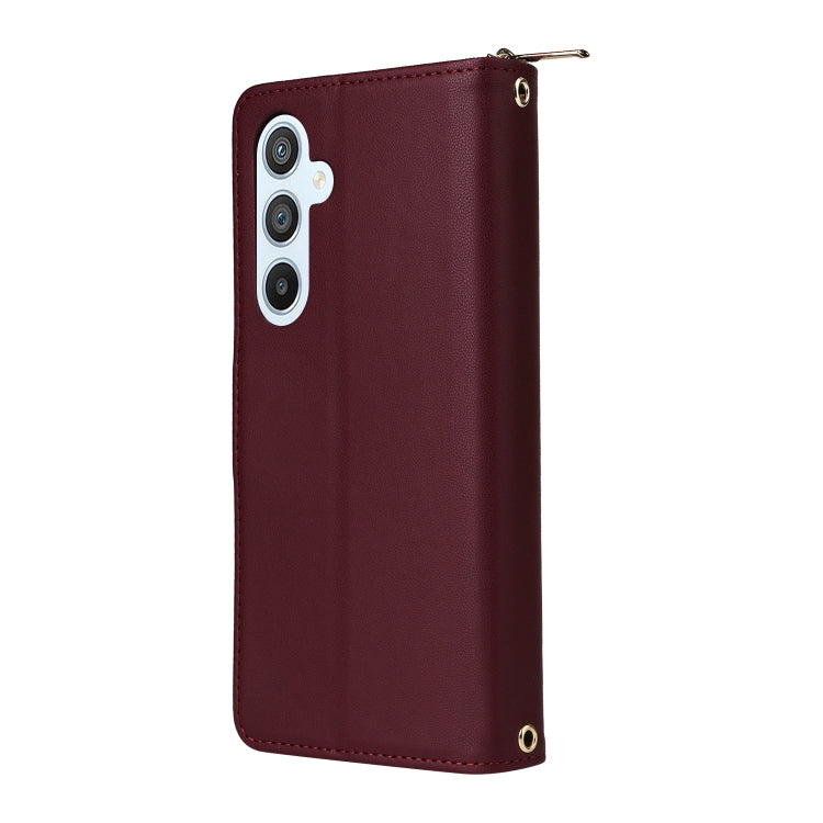 For Samsung Galaxy A54 Nine-card Slots Zipper Wallet Bag Leather Phone Case