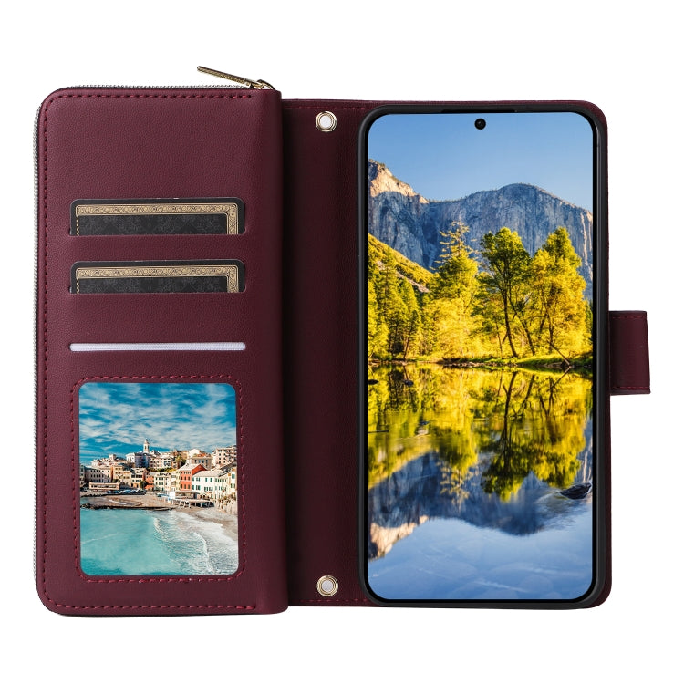 For Samsung Galaxy A54 Nine-card Slots Zipper Wallet Bag Leather Phone Case