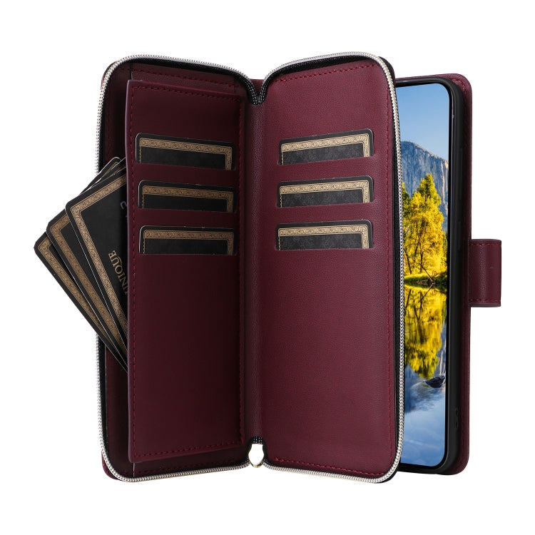 For Samsung Galaxy A54 Nine-card Slots Zipper Wallet Bag Leather Phone Case