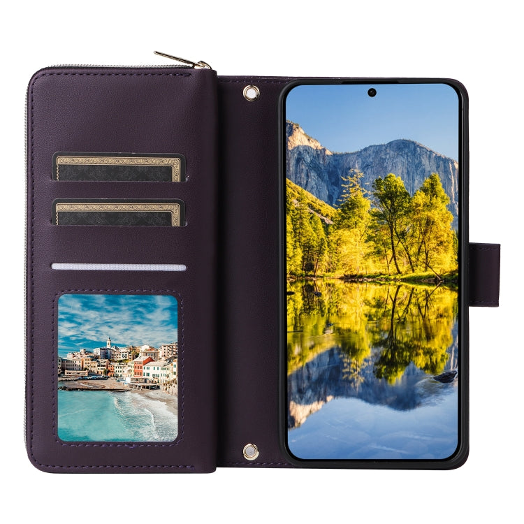For Samsung Galaxy A54 Nine-card Slots Zipper Wallet Bag Leather Phone Case