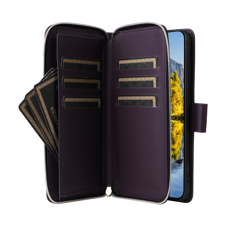 For Samsung Galaxy A54 Nine-card Slots Zipper Wallet Bag Leather Phone Case
