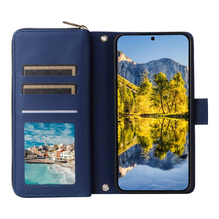 For Samsung Galaxy A54 Nine-card Slots Zipper Wallet Bag Leather Phone Case