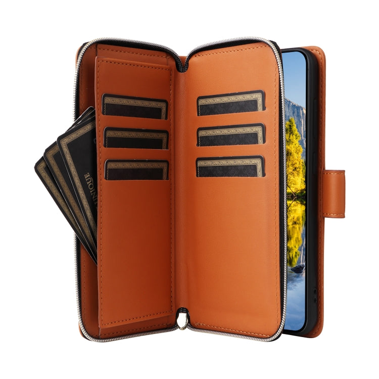 For Samsung Galaxy A54 Nine-card Slots Zipper Wallet Bag Leather Phone Case