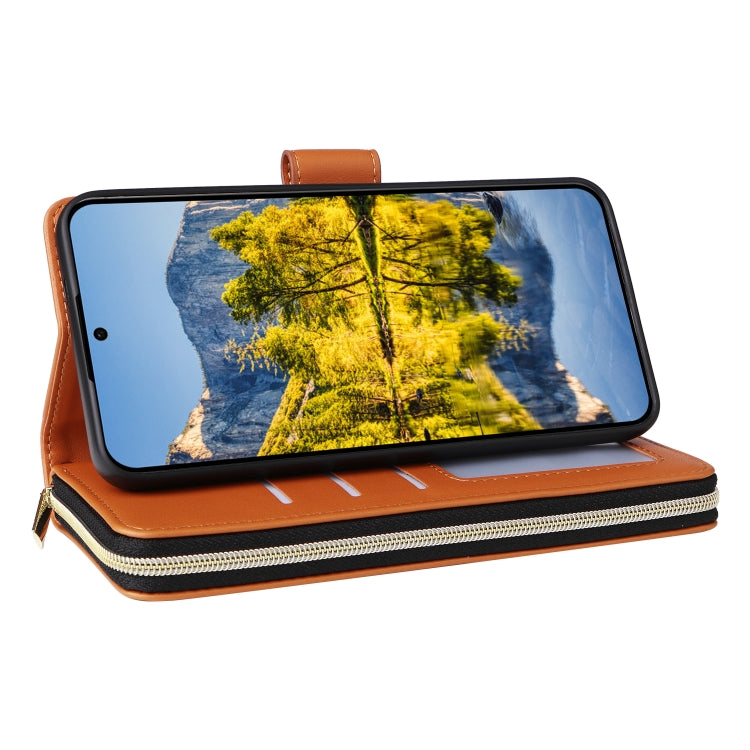 For Samsung Galaxy A54 Nine-card Slots Zipper Wallet Bag Leather Phone Case