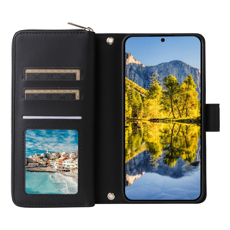 For Samsung Galaxy A54 Nine-card Slots Zipper Wallet Bag Leather Phone Case